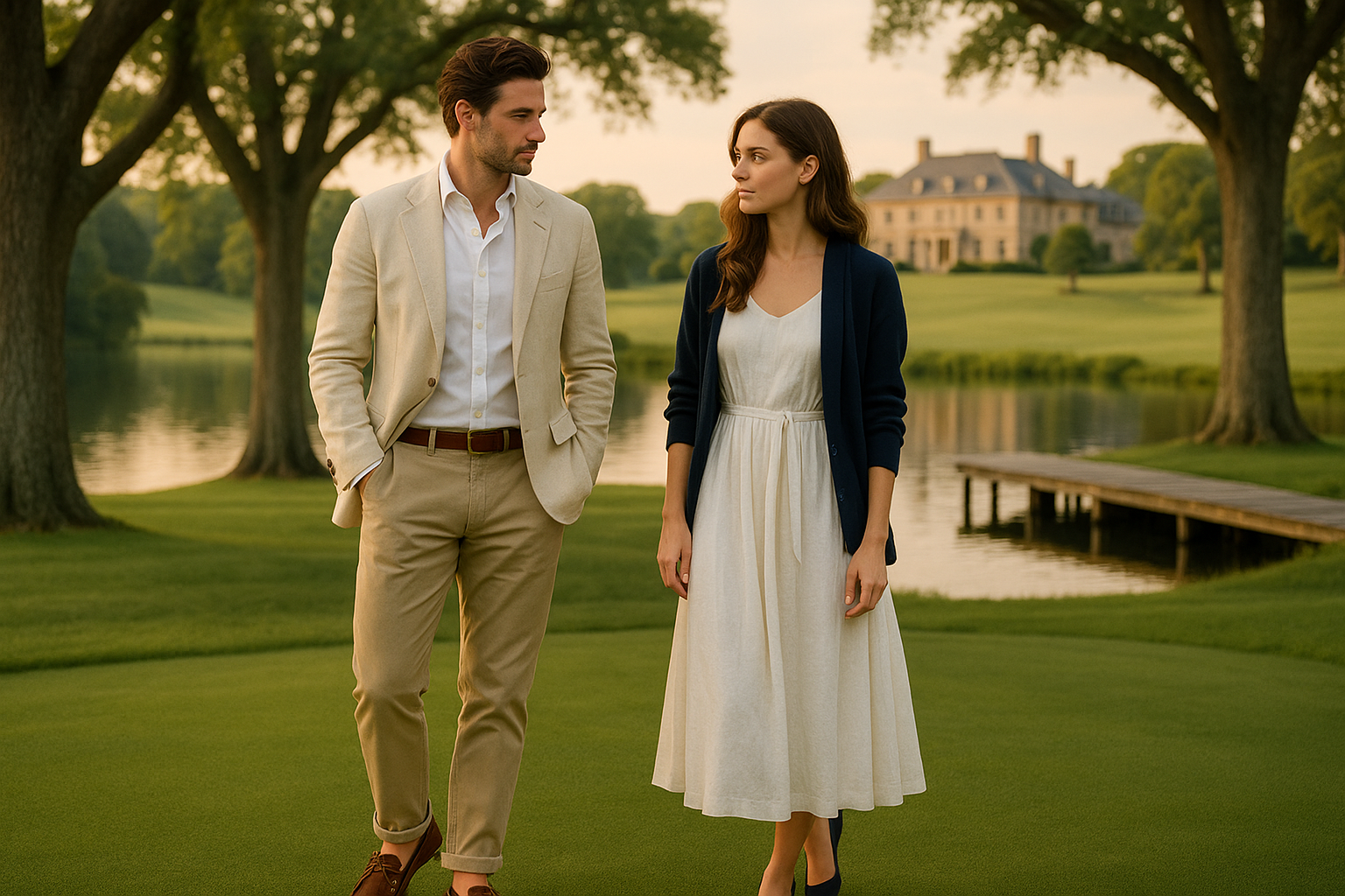 in an outside setting, so with grass or water