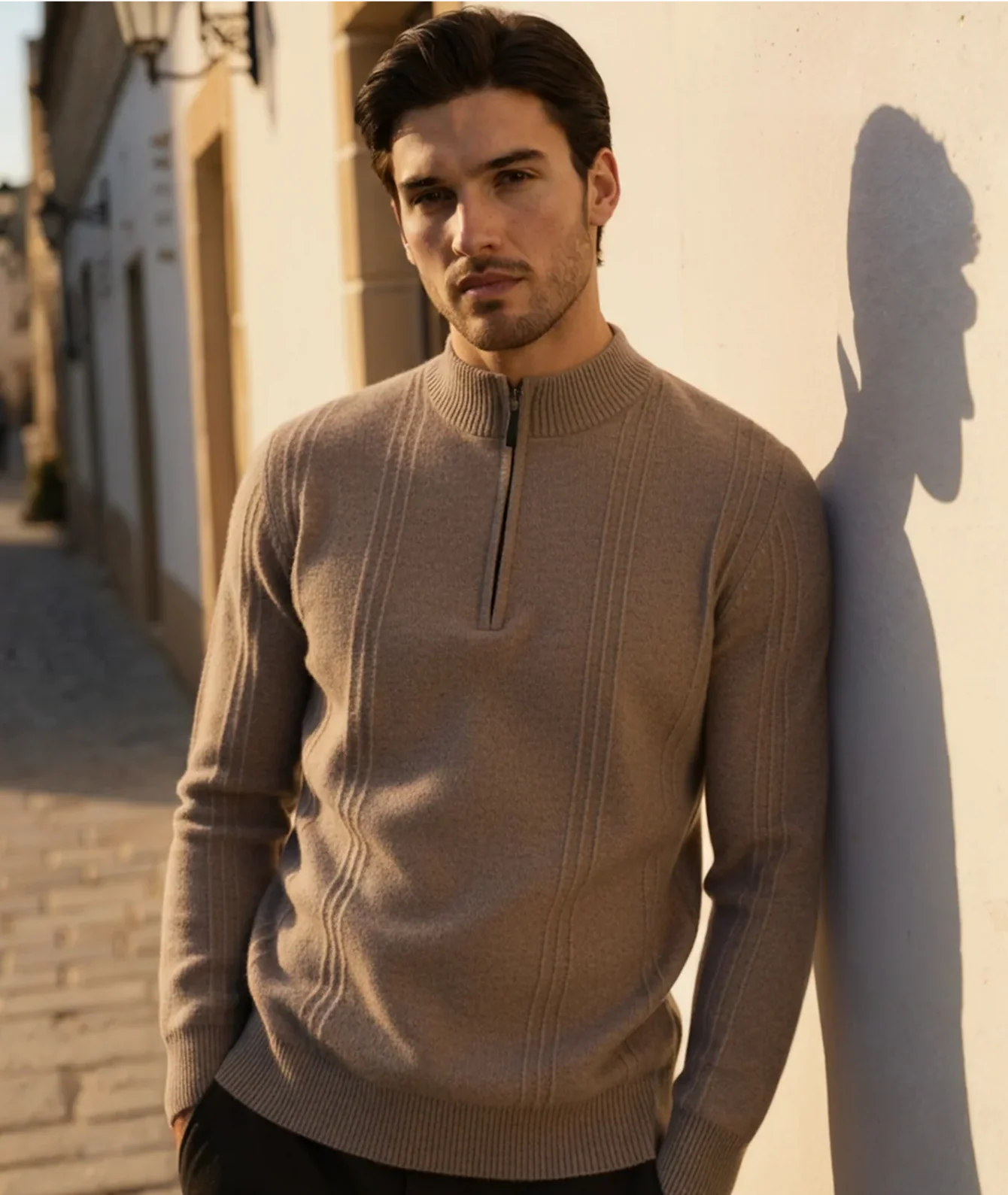 Model wearing knit